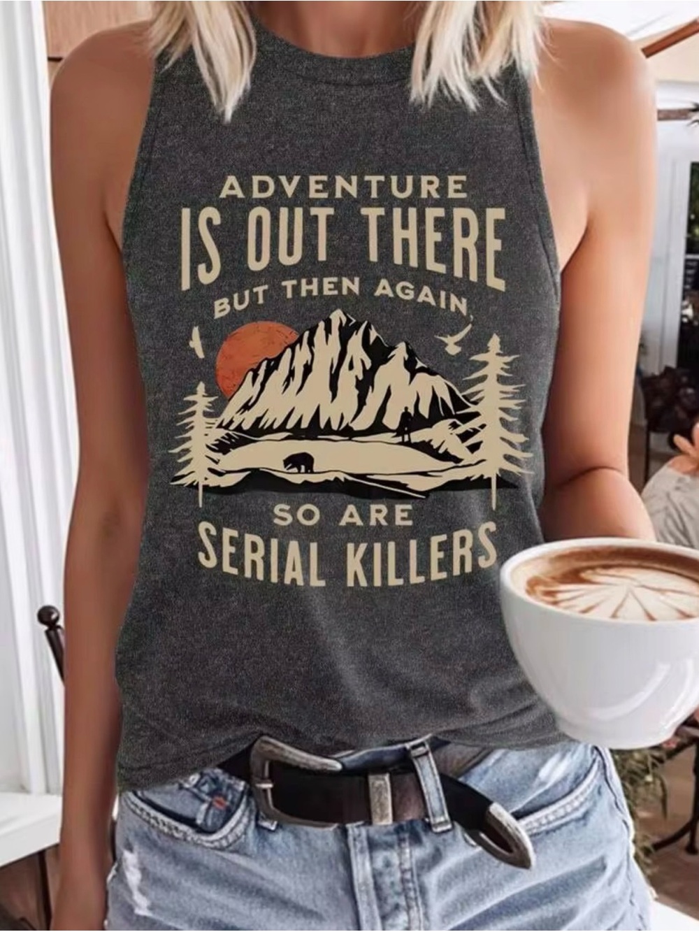 SHEIN Charcoal Graphic 'Adventure Is Out There' Tank